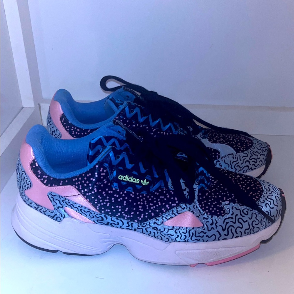 Adidas colorful blue and pink sneakers size 8.5